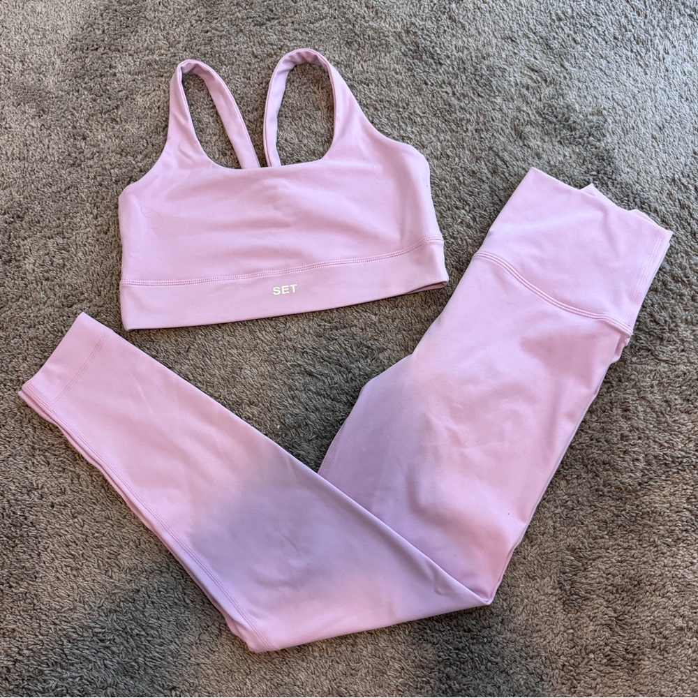 SET Active Pink High-Waist Leggings & Sports Bra Set
